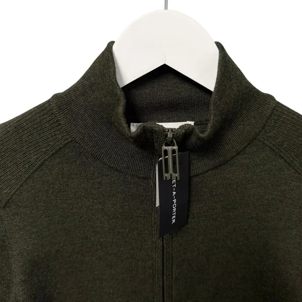 NWT Victoria Beckham Fine Merino Wool Blend Zip Up Jacket Oregano Green Small - Picture 4 of 9